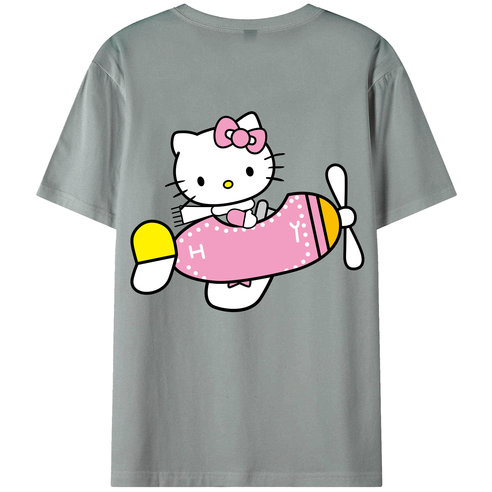（画像用） Hello Kitty ハローキティ 綿100％ メンズ半袖Tシャツ（バックプリント） 通気性